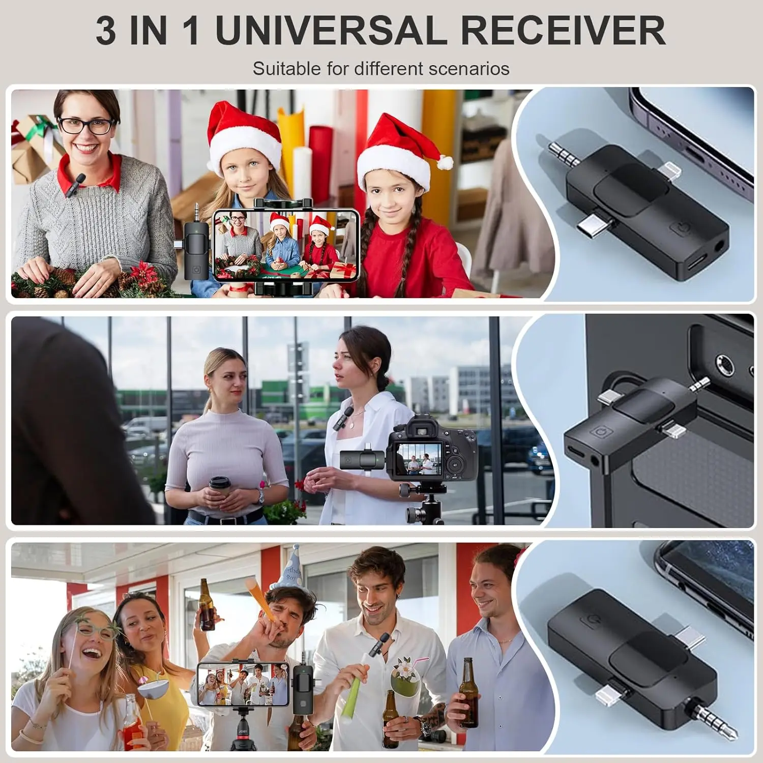 ميكروفون Lavalier 2025 نموذج جديد أداة البث المباشر لتصوير وتسجيل الهاتف المحمول، ميكروفون محمول للمقابلة الخارجية اللاسلكية، بسبب حجمها الصغير، يمكنك حملها معك وهي مناسبة لمعظم سيناريوهات العمل.