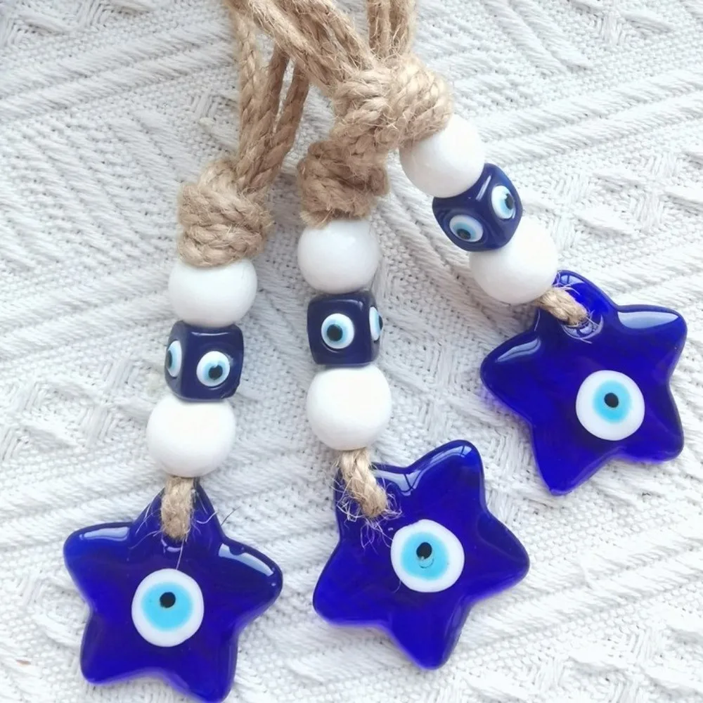 Blue Turkish Demon Eye Pendant Transparent Bead Glass Pendant Bead Keychain Bohemian Multi Color Lucky Eye Keyring Wall Hanging