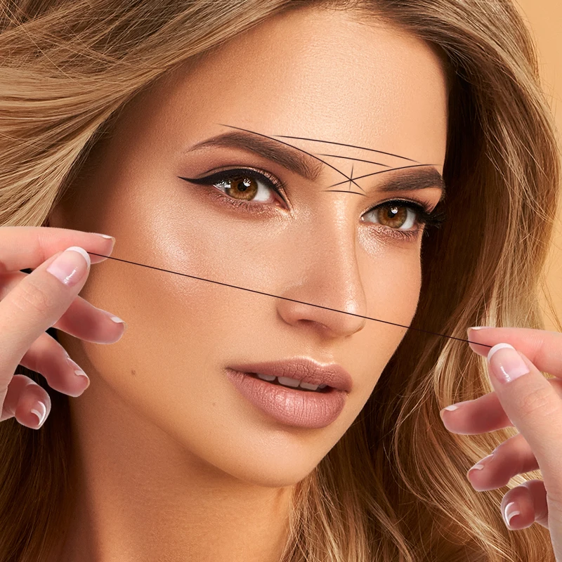 4 colori sopracciglio tatuaggio filo marcatore filo righello linea ausiliaria disegno con inchiostro posizionamento linea di mappatura scatola strumenti per sopracciglia