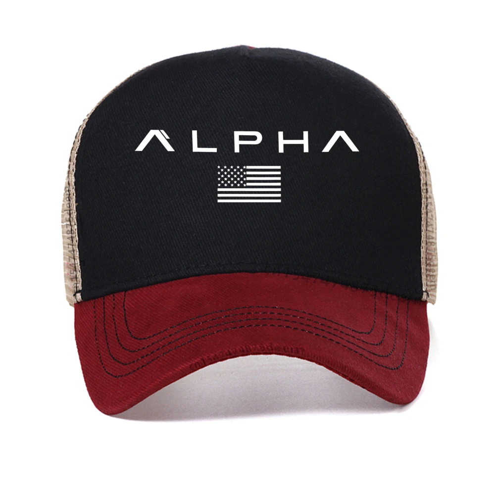 

Alpha Graphic pritn baseball cap fashion casual adjustable mesh trucker hat outdoor Breathable sun Snapback hat unisex sport hat
