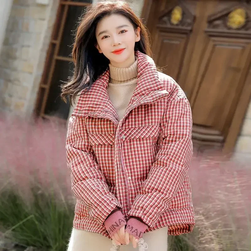 

Parkas Woman Short Check New in Outerwears Down Coats for Women Korean Style Clothing Great Cheap Offers Thick Modern Jackets