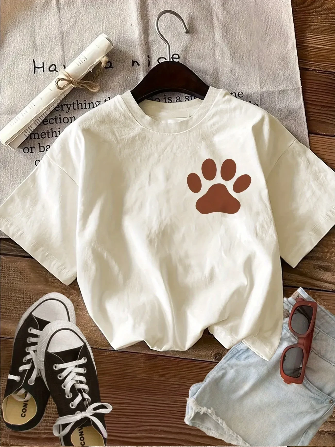 Kawaii Dogs Make Everything Better Printed Shirt  Women's T-Shirt Crew Neck Short Sleeve Top Vintage Shirt
