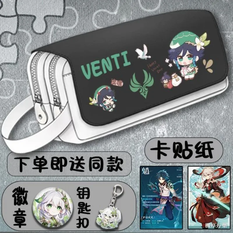 Genshin Impact Animation Stationery Pen Bag Venti/Kaimsto Ayaka/hu tao/xiao Gifts for elementary school students pencil pouch