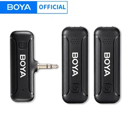BOYA-micrófono inalámbrico para grabación Vlogging, dispositivo de 3,5mm, TRS, solapa Lavalier, reducción de ruido, para cámaras Canon, Nikon y Sony