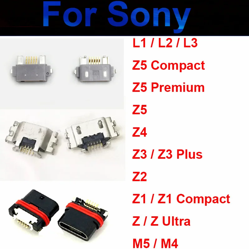 Porta USB del caricatore per Sony Xperia L1 L2 L3 Z5 Z4 Z3 Z2 Z1 Z M5 M4/Z5 Z1 Compact /Z5 Premium/Z Ultra Mirco USB Spille di ricarica Dock