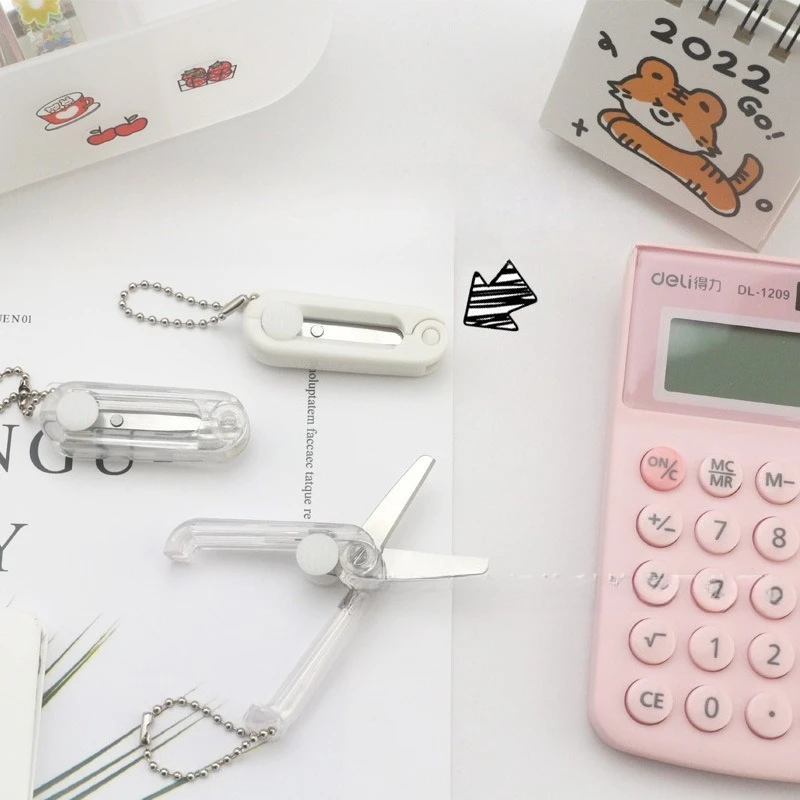 Transparent Scissors Foldable Storage Small Scissors  Mini Stainless Steel Safe and Cute