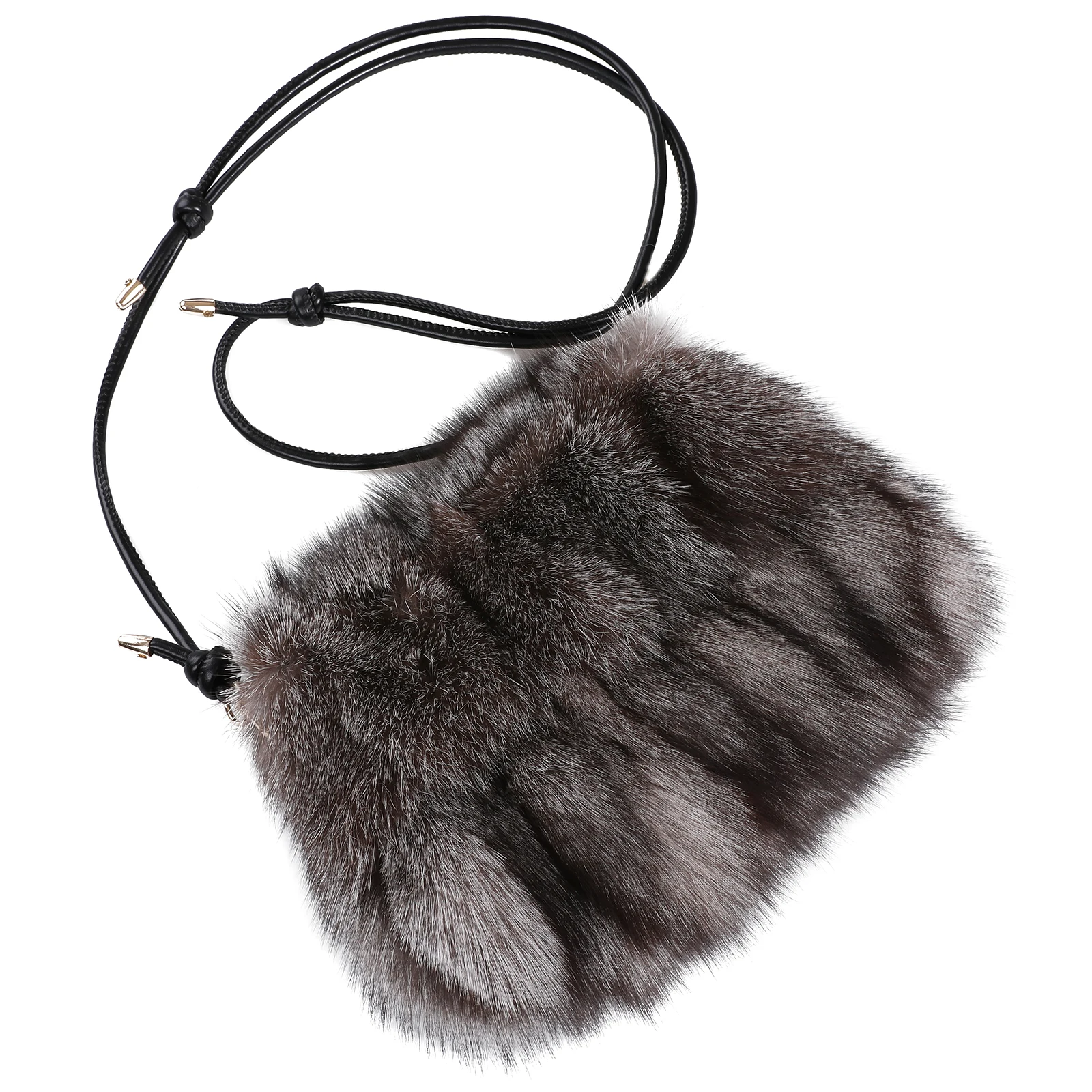 Women\'s Genuine Fox Fur Tote Purse Bag Shoulder Small Handbag Fashion