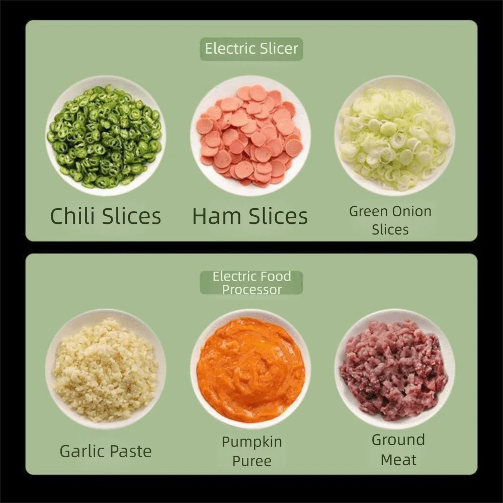 

Convenient Handheld Electric Vegetable Slicer USB Charging Large Capacity Garlic Mud Masher Portable Vegetable Chopper Kitchen