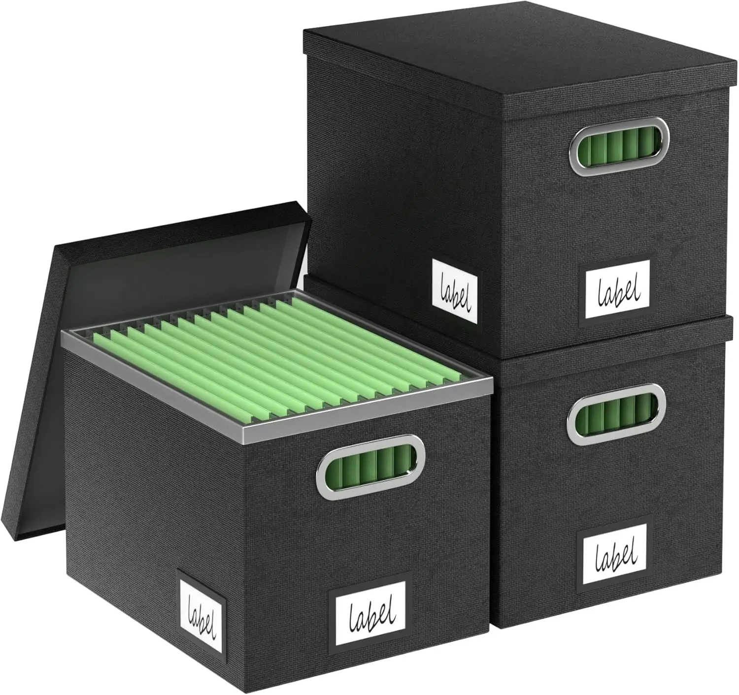 

Набор из 3 декоративных подвесных коробок-органайзеров для файлов с крышками, формат Letter, с одной ручкой