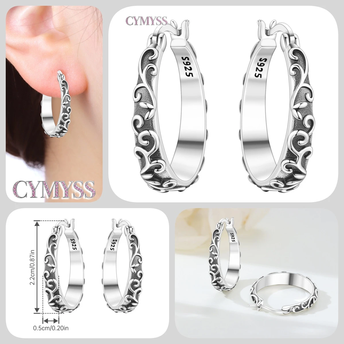 Original 925 Sterling Silber Rosa Lila Blumen Pflanzen Blatt Serie Ohrringe Creolen Damen Mode Schmuck Party Geschenke 2026 – Detail 25