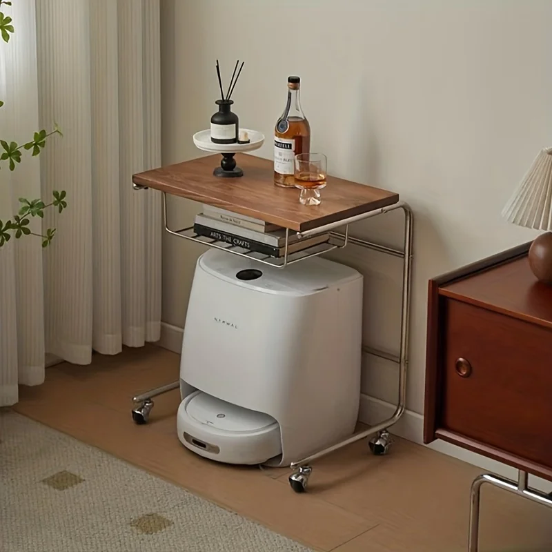 Multi-functional Folding Table with Wheels, Adjustable Height, and Storage Shelf—suitable for Bedrooms, Living Rooms