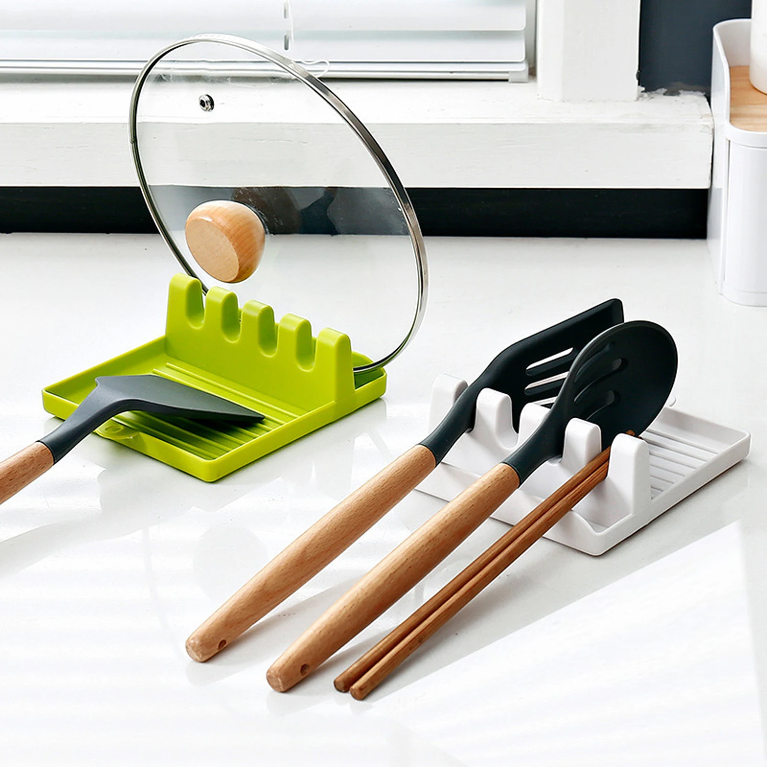 Kitchen Spatula Rack Pot Lid Rack Shelves Counter Top Shovel Spoon Shelf Soup Spoon Pad Put Soup Spoon Chopsticks Holder