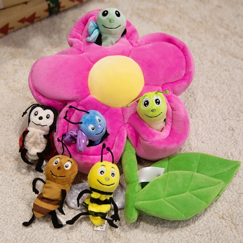 Plush Finger Puppet Set Soft Plush Storytelling Toy with Themed Scene Play Base for Pretend Play and Family Storytelling 15UB
