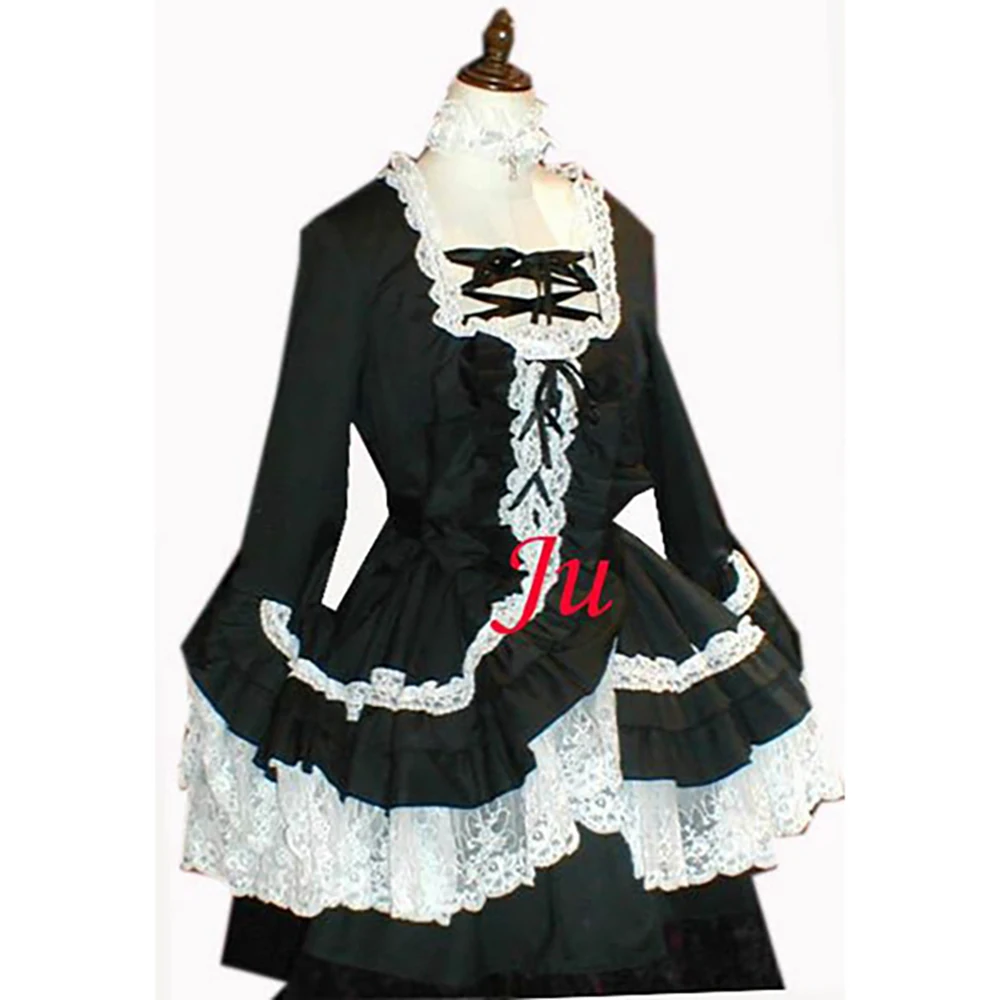 fondcosplay adult sexy cross dressing sissy maid short Gothic Lolita Punk Fashion black cotton Dress skirt CD/TV[CK331]