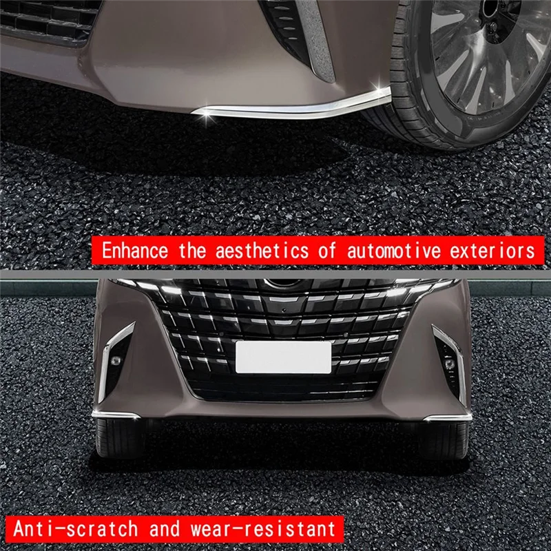 

Leading-For Toyota Alphard 40 Series 2023+ Front Bumper Lip Angle Diffuser Splitter Spoiler Protector Silver Replacement
