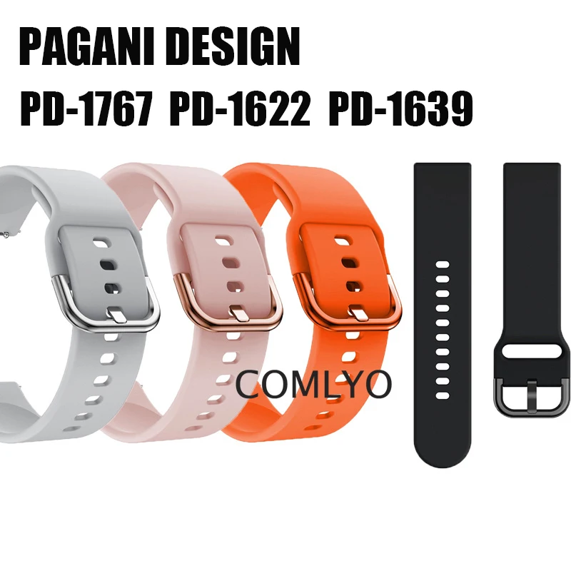 For PAGANI DESIGN PD-1639 PD-1622 PD-1767 Watch Strap Band Silicone Soft for Women Men watches Bracelet Belt 20MM 22MM