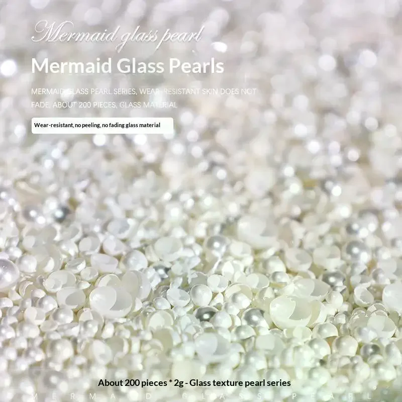 200PCS Flatback White Mermaid Glass Pearl Bead With Scratch Resistant And Non Fading Feature Perfect For Jewelry Making Nail Art