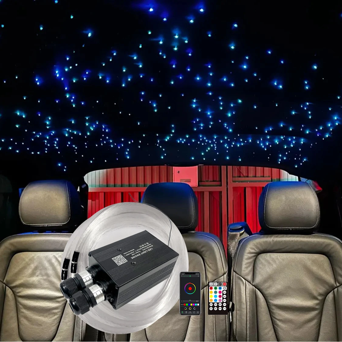 

Double Heads Optic Lighting Smart APP Twinkle Fiber engine RF Voice control Cable Starry Effect Ceiling Lights lamp 28 Key new