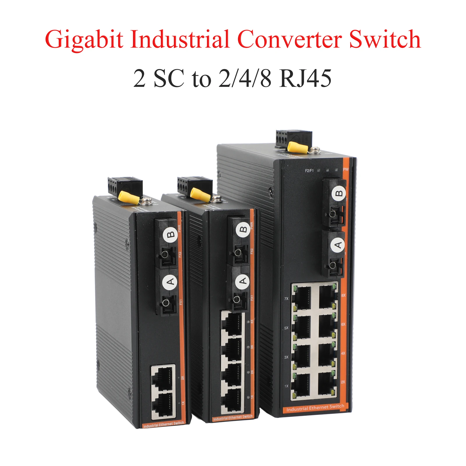 1-pcs-of-gigabit-industrial-transceivers-10-100-1000mbps-single-mode-2-fiber-ports-to-2-4-8-rj45-a-b-end-upc-apc-sc-20km
