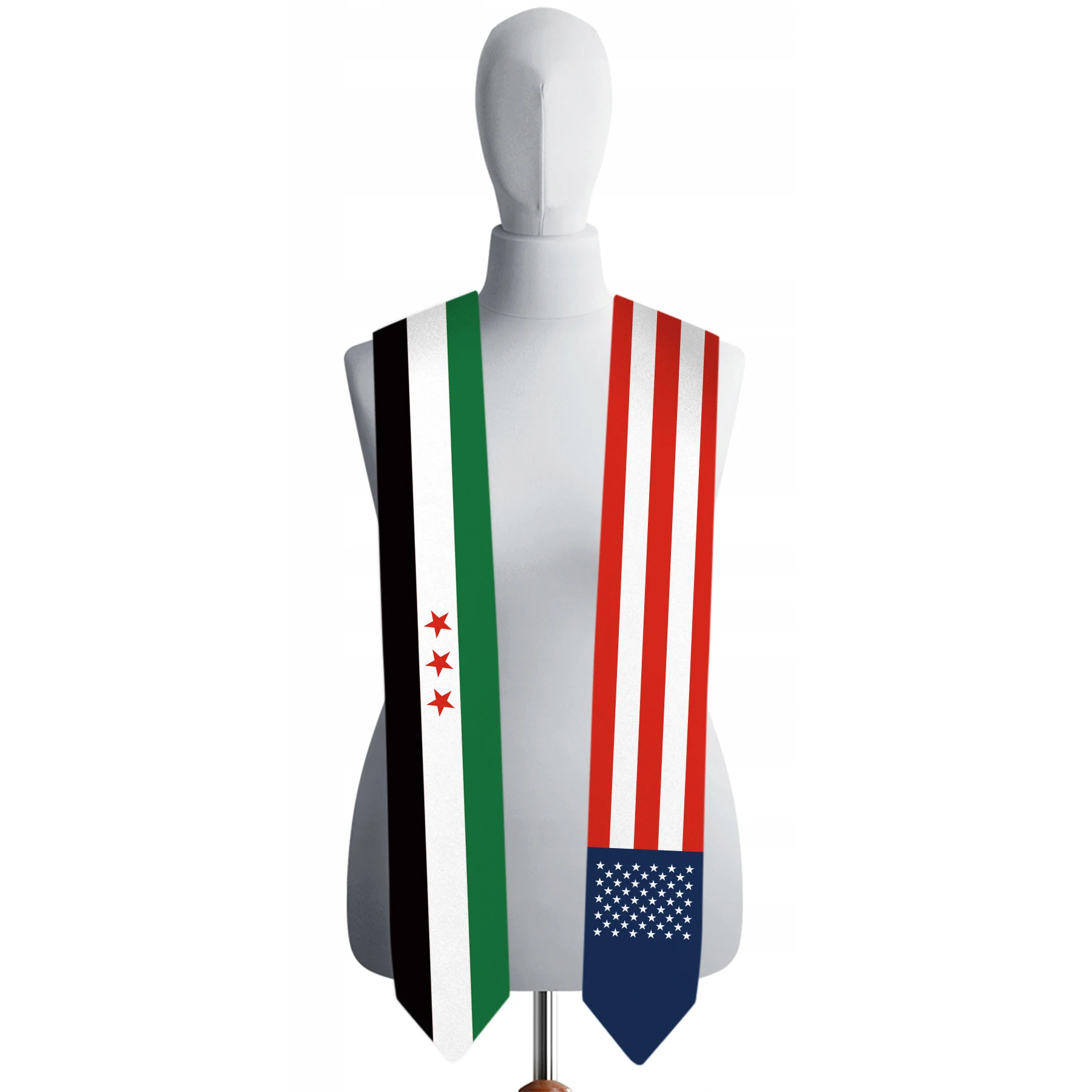 13x180cm USA And Syria Coalition Flag Graduation Sash Bachelor Gown Accessory Graduation Sash Scarf