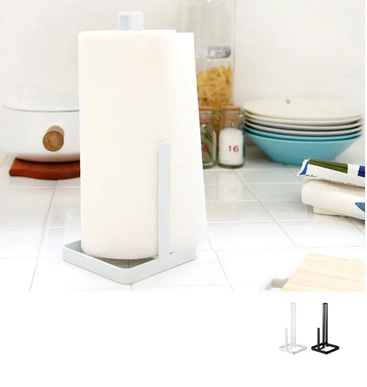 

Kitchen Roll Paper Towel Holder Bathroom Tissue Stand Black And White Napkins Rack Kitchen Home Storage Accessories