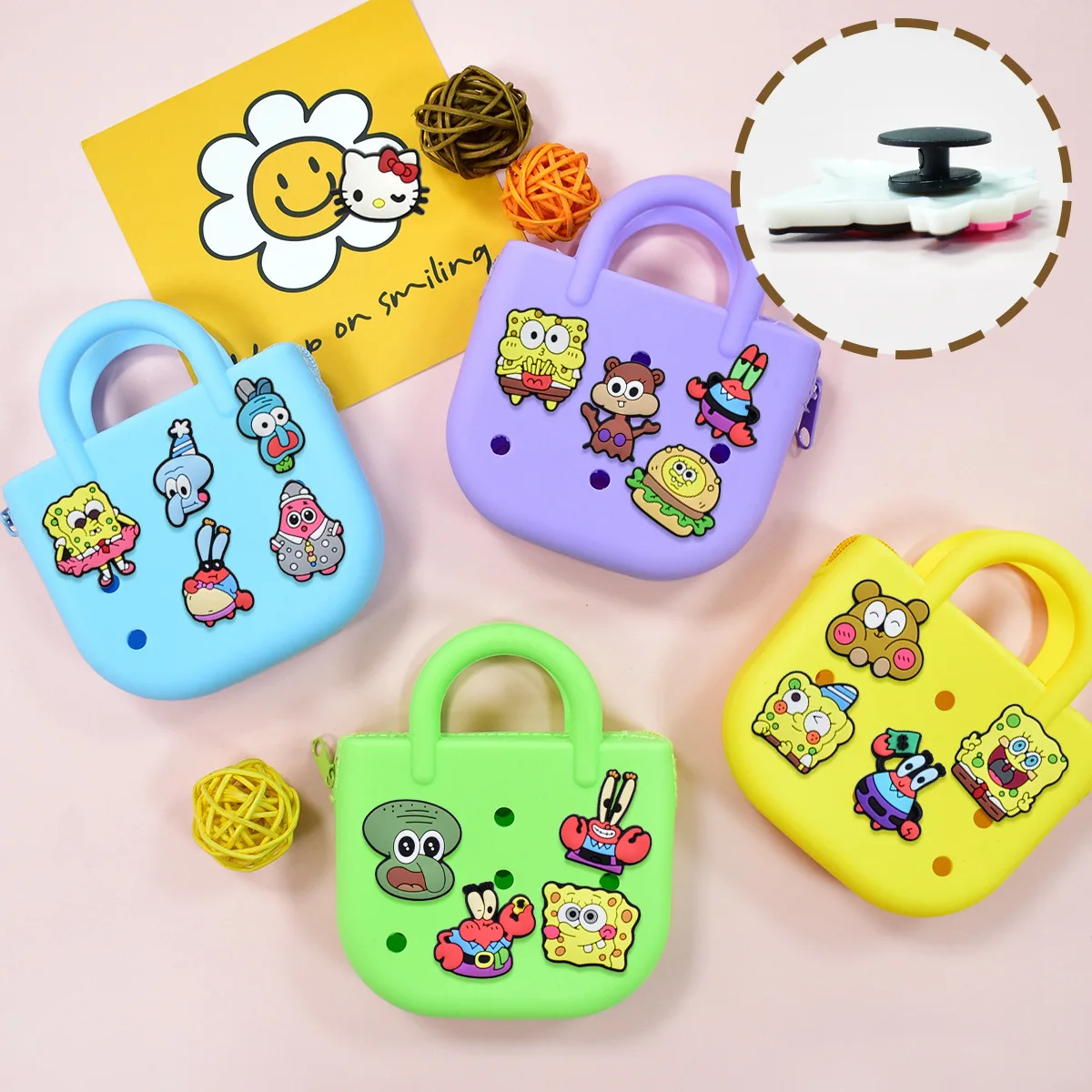 Cute Cartoon Character Shoe Charms PVC Removable Hole Shoe Decorations Ocean Creature Clog Shoe Ornaments DIY Shoe Accessories