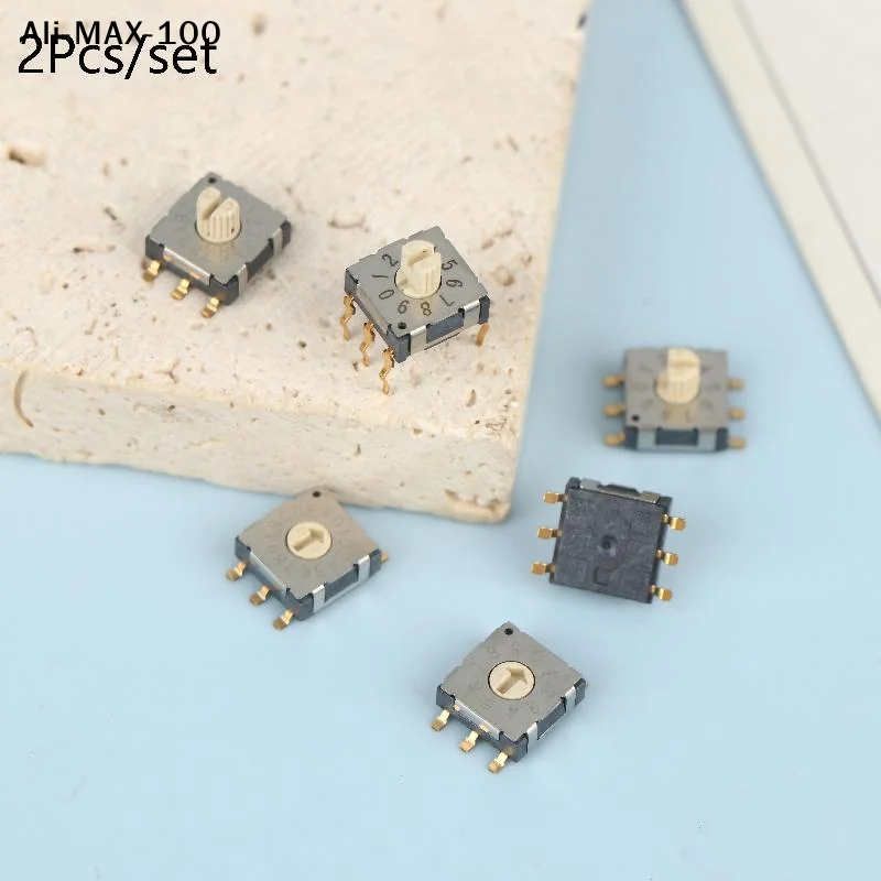 

【MAX-100】2 шт. мини-энкодеры, поворотные переключатели BCD8421, многоступенчатые переключатели-кнопки, SMD-переключатели