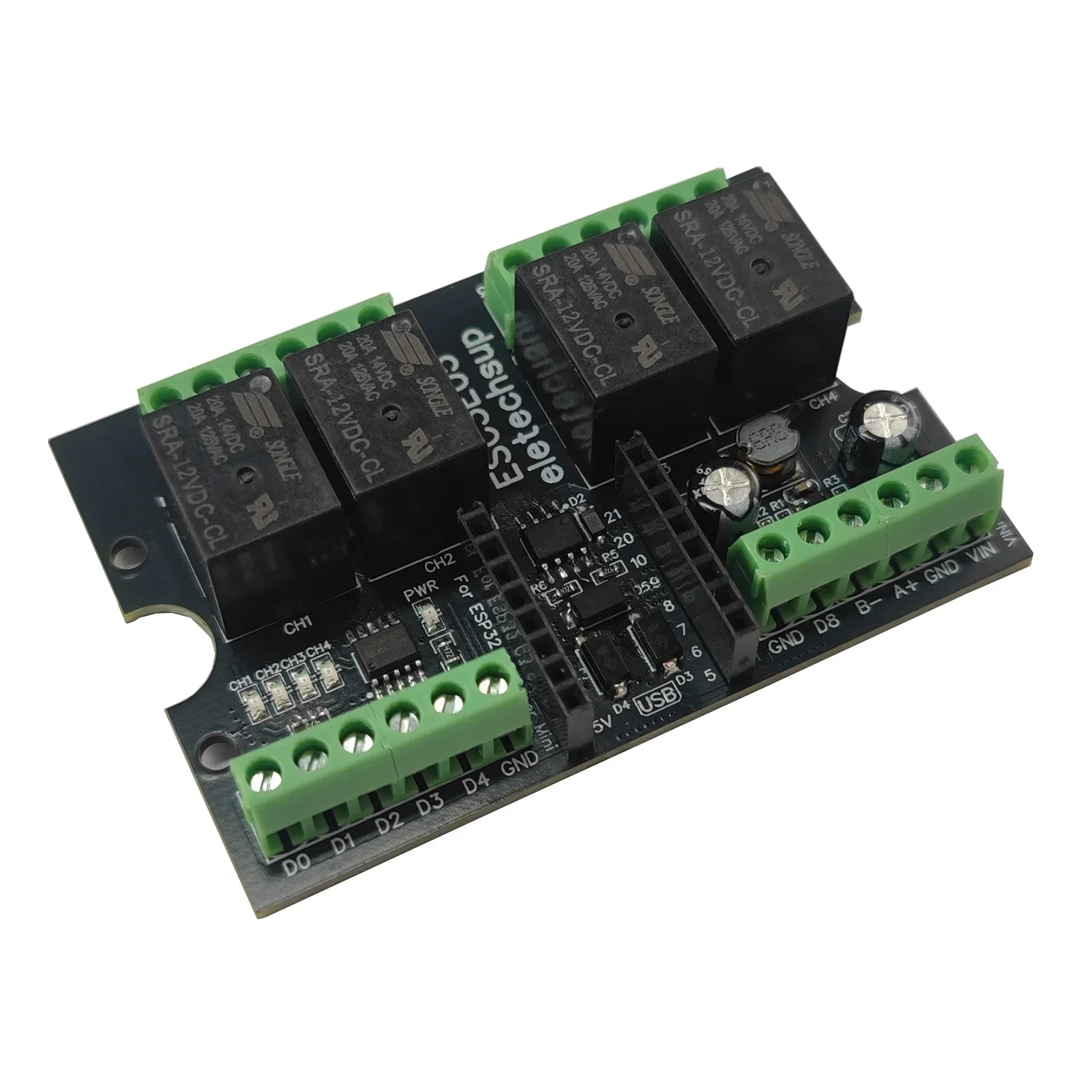 ESP32 C3 Relay Module for Arduino IOT Network, DC 9V 12V 24V Mini Expansion Board with 4AI-4DO RS485