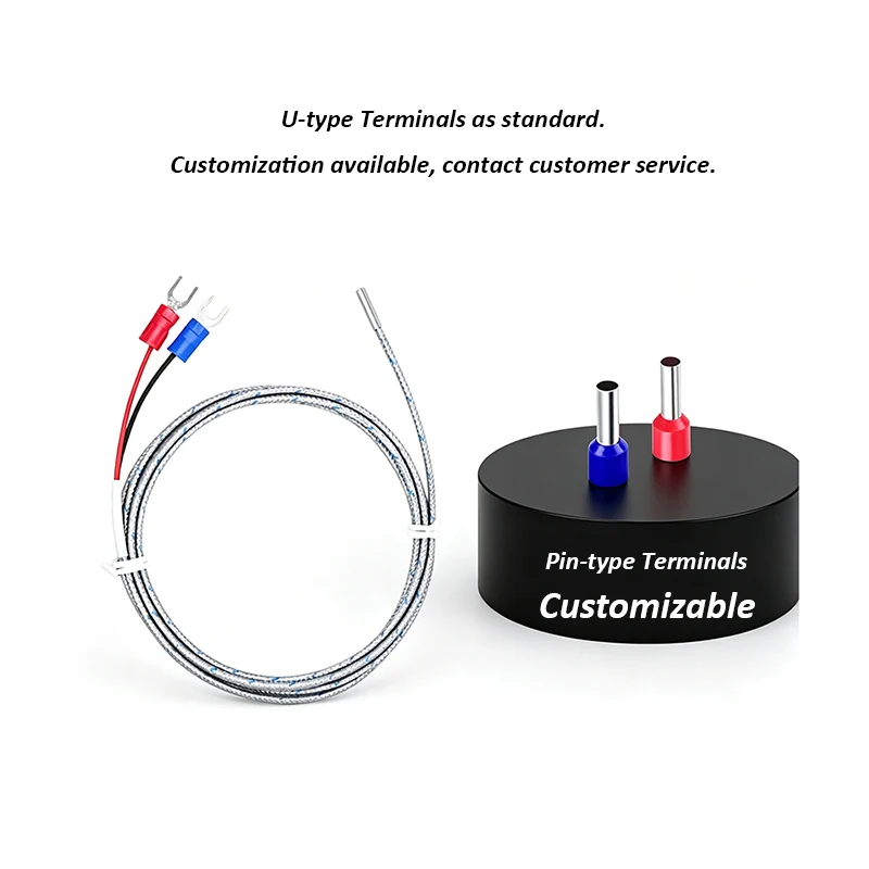 K Type Thermocouple Sensor Mini Cylindrical Sensing Tip 3x15mm 3x20mm 3x30mm Cable Length 0.5M-5M Temp Range 0-600℃ Braided
