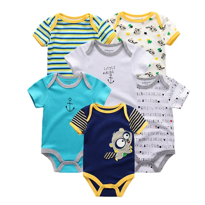 6 pz/lotto Cartoon Baby body Boy Girl tutine vestiti cotone manica corta abbigliamento Unisex SetsInfant