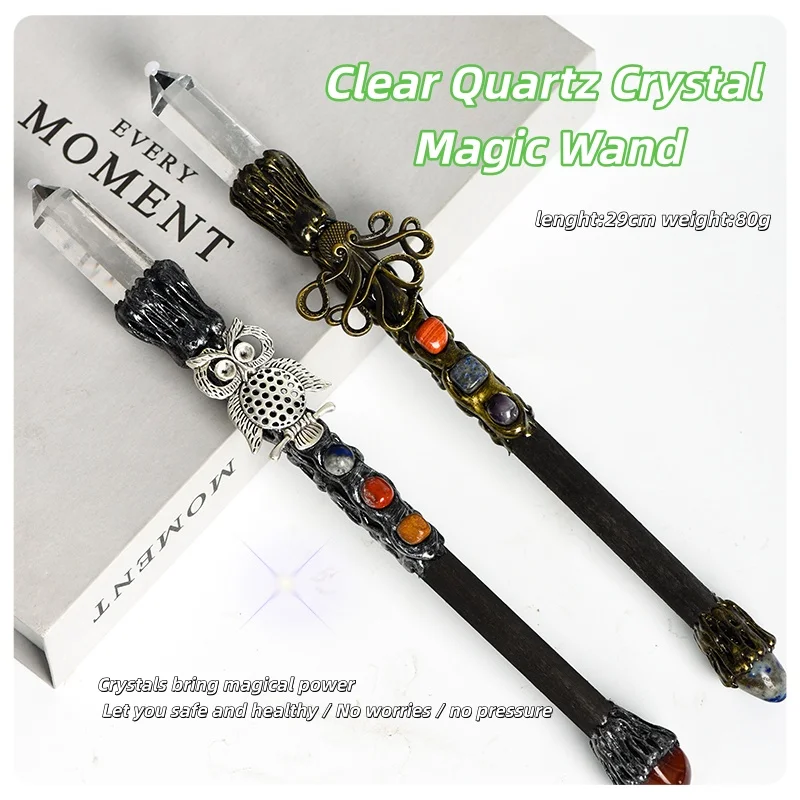 

Прозрачный кварцевый кристалл, волшебная палочка, кристалл, исцеляющий заостренный орнамент, праздничные украшения, подарок на день рождения