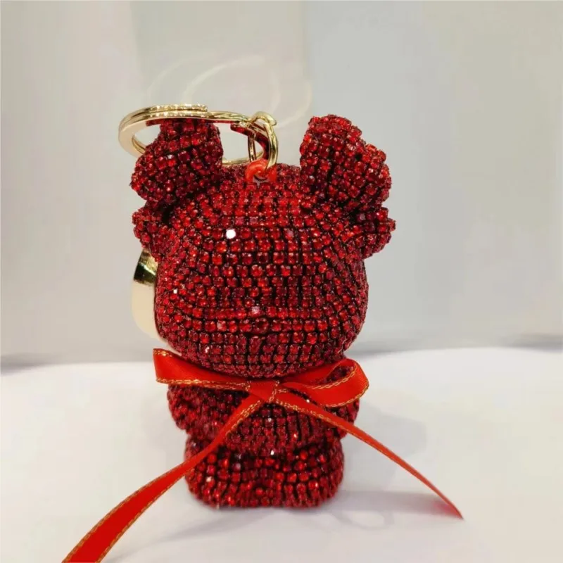 Crystal-Studded Keychain Cute Bear Shape Dazzling Rhinestone-studded Bag Pendant Girl Fashion Accessaries Blinged Mosaic Gift