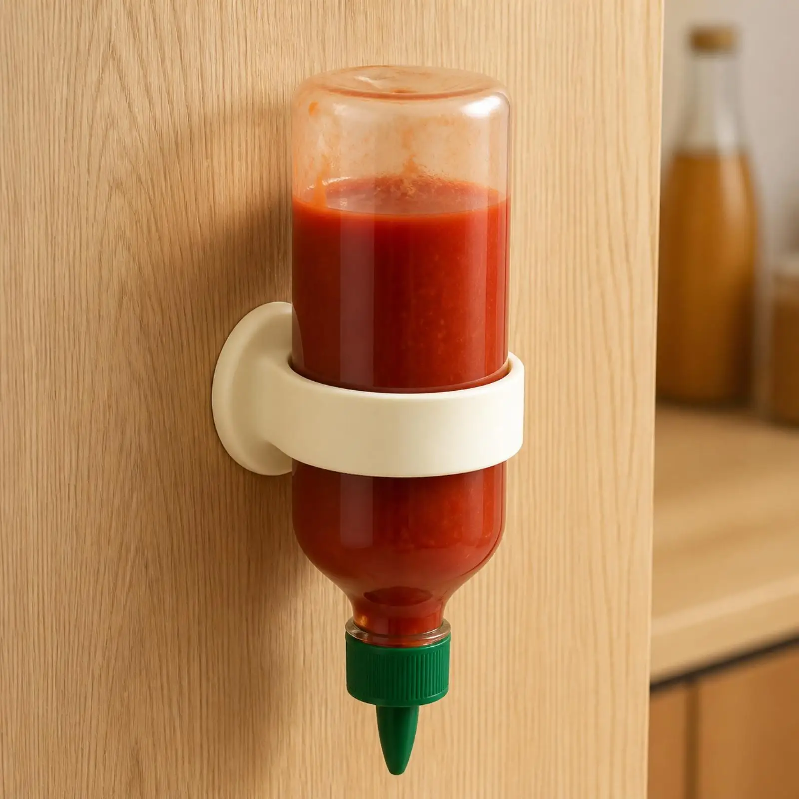 Inverted Condiment Bottle Holder Wall Mount Silicone Rack for Kitchen Organizer Sauce Dispenser Fridge Cabinet Storage