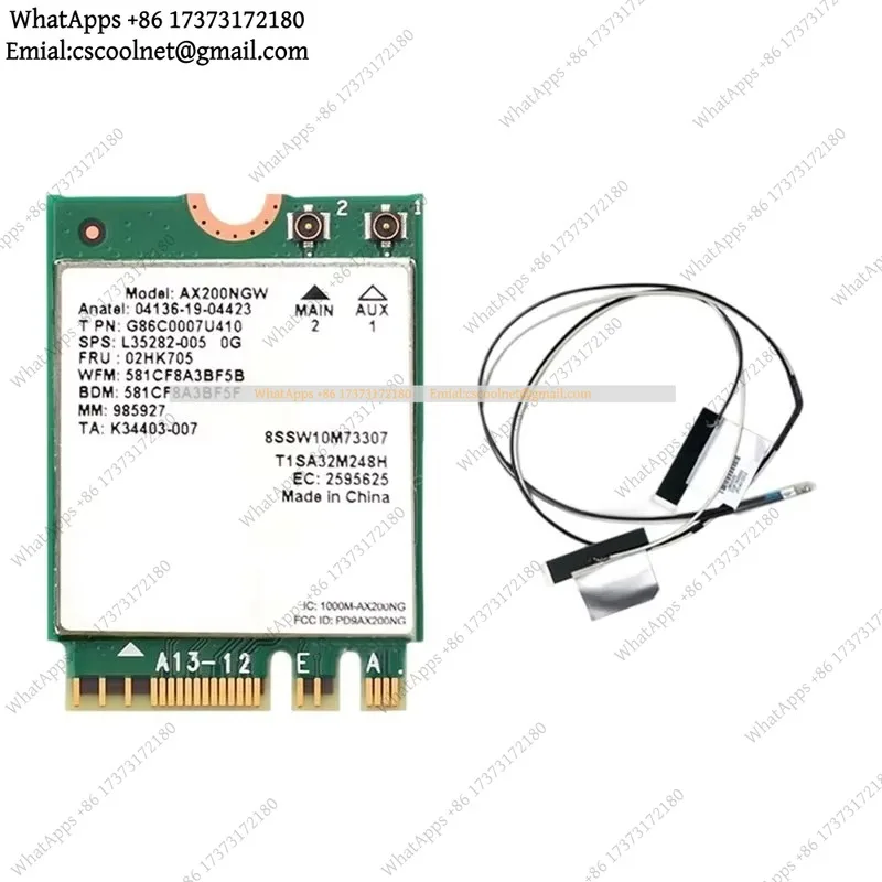 AX200 M.2 NGFF Wi-Fi 6 802.11ax Network Card 2974Mbps Bluetooth 5.2 Wifi Adapter W/Antenna