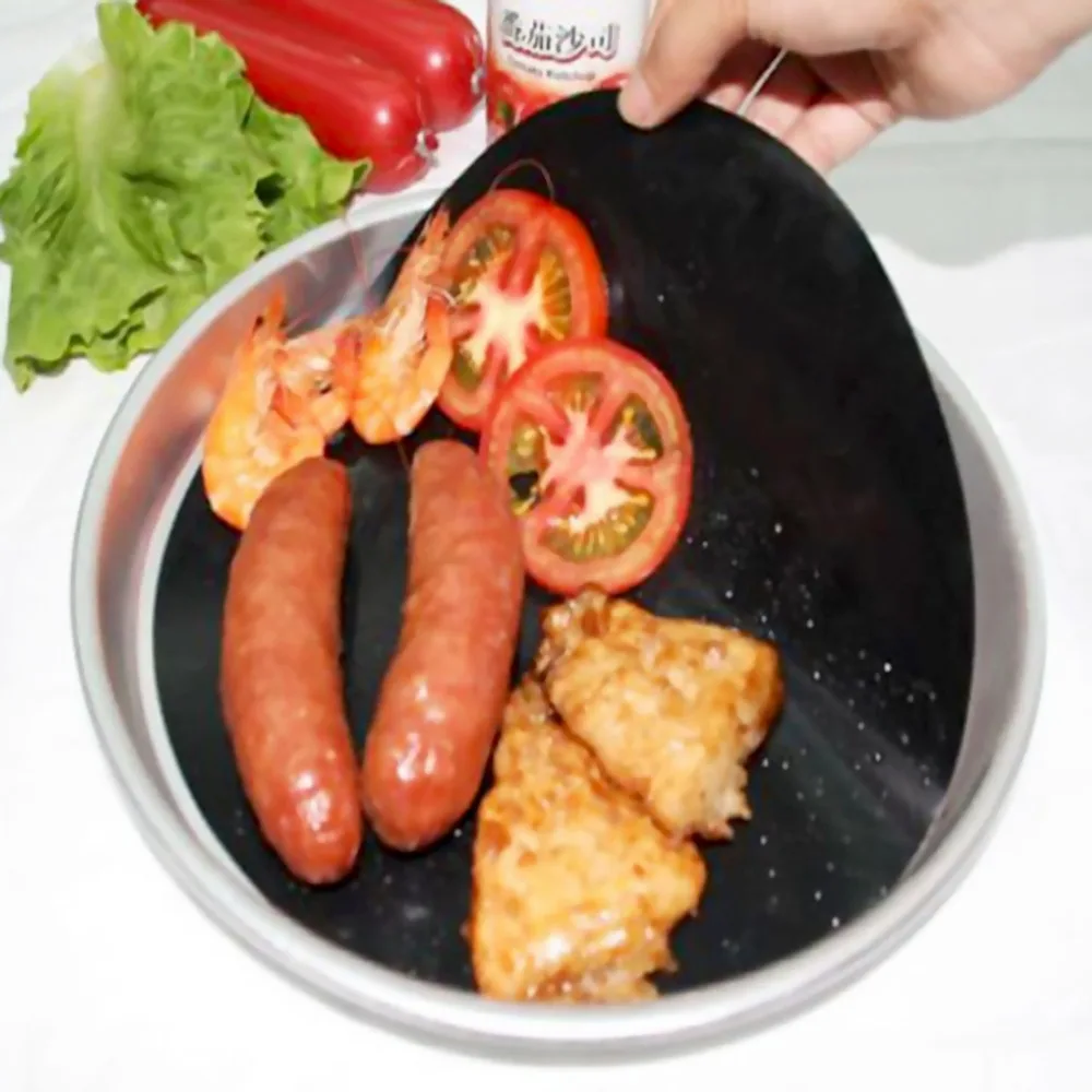 2 PCS Fiberglass + PTFE Coated Frying Pan Liner Black Round Wok Sheet Pad High Temperature Resistance Reusable Grill Mats