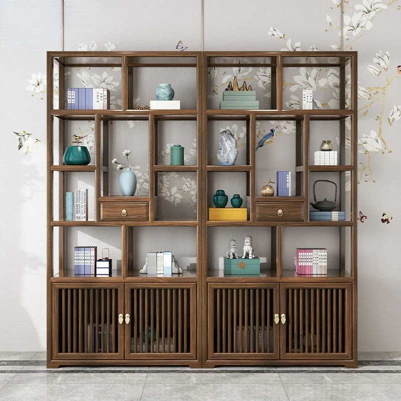 New Chinese Style Solid Wood Antique Shelf Antique Shelf Elm Display Cabinet Small Ornaments Shelf Bookshelf