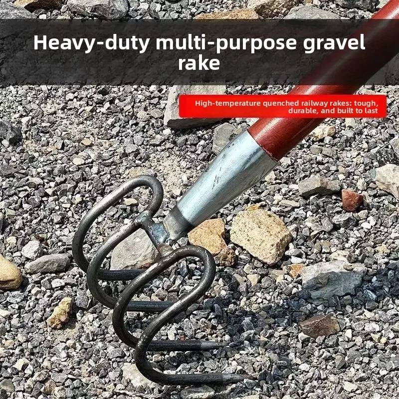 Premium All-Steel Stone Slag Rake Railway & Land Reclamation Outdoor Thickened Garden Rake Durable