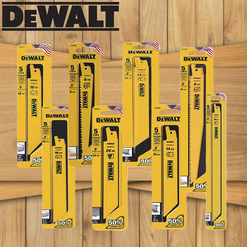 DEWALT Reciprocating Saw Blades 6/9/12In 6/14/18/24TPI for Wood/Metal Cutting, 50% Longer Life, Durable Demolition Saw Blades
