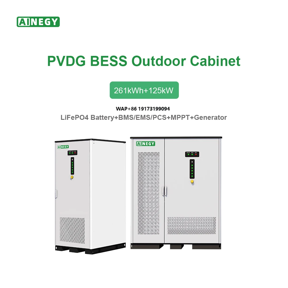 AINEGY 261kWh 125kW Solar and GEN PVDG BESS All in One ESS Solar Energy Storage System Battery and Inverter with Liquid Cooling