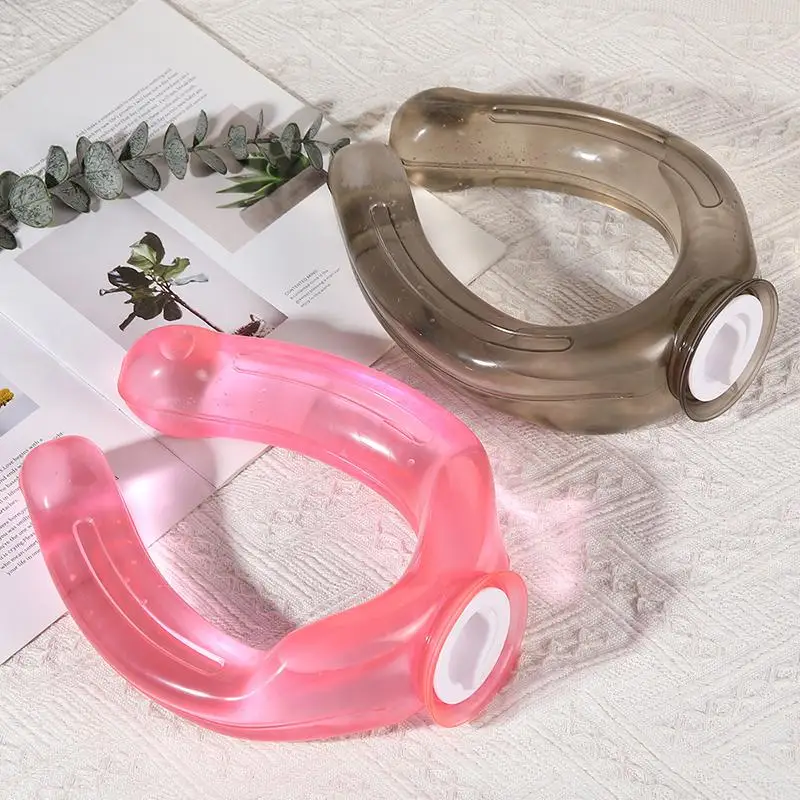 U Shaped Clear Hot Water Bottle With Leak Proof Lid Comfortable Design For Neck Shoulder Pain Relief Home Office Relaxation
