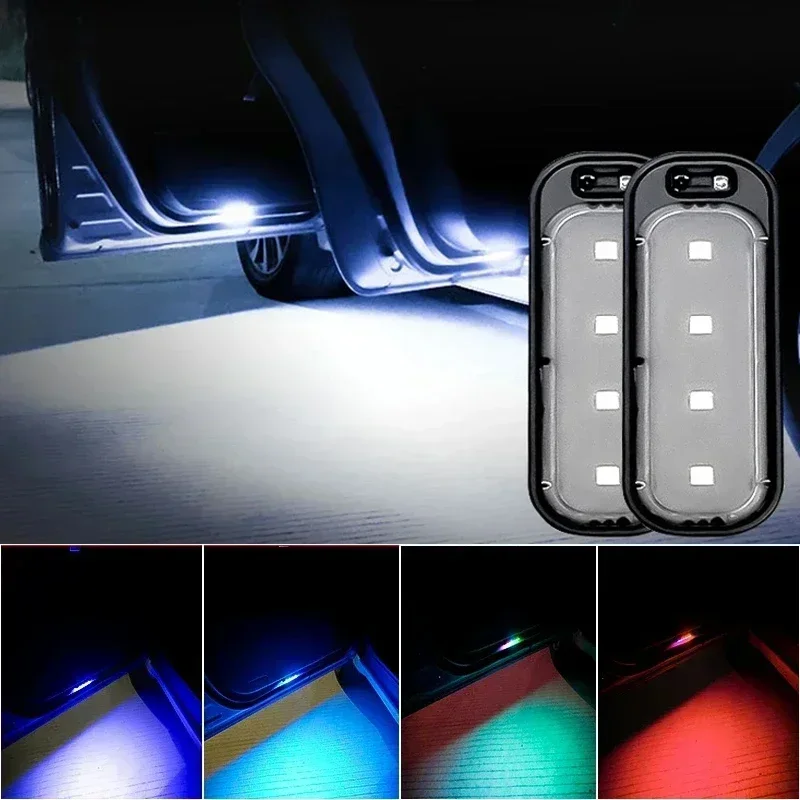 Car LED Induction Welcome Light Universal Atmosphere Welcome Light Lights Warning Strobe Lights Wireless Door Bottom Accessories