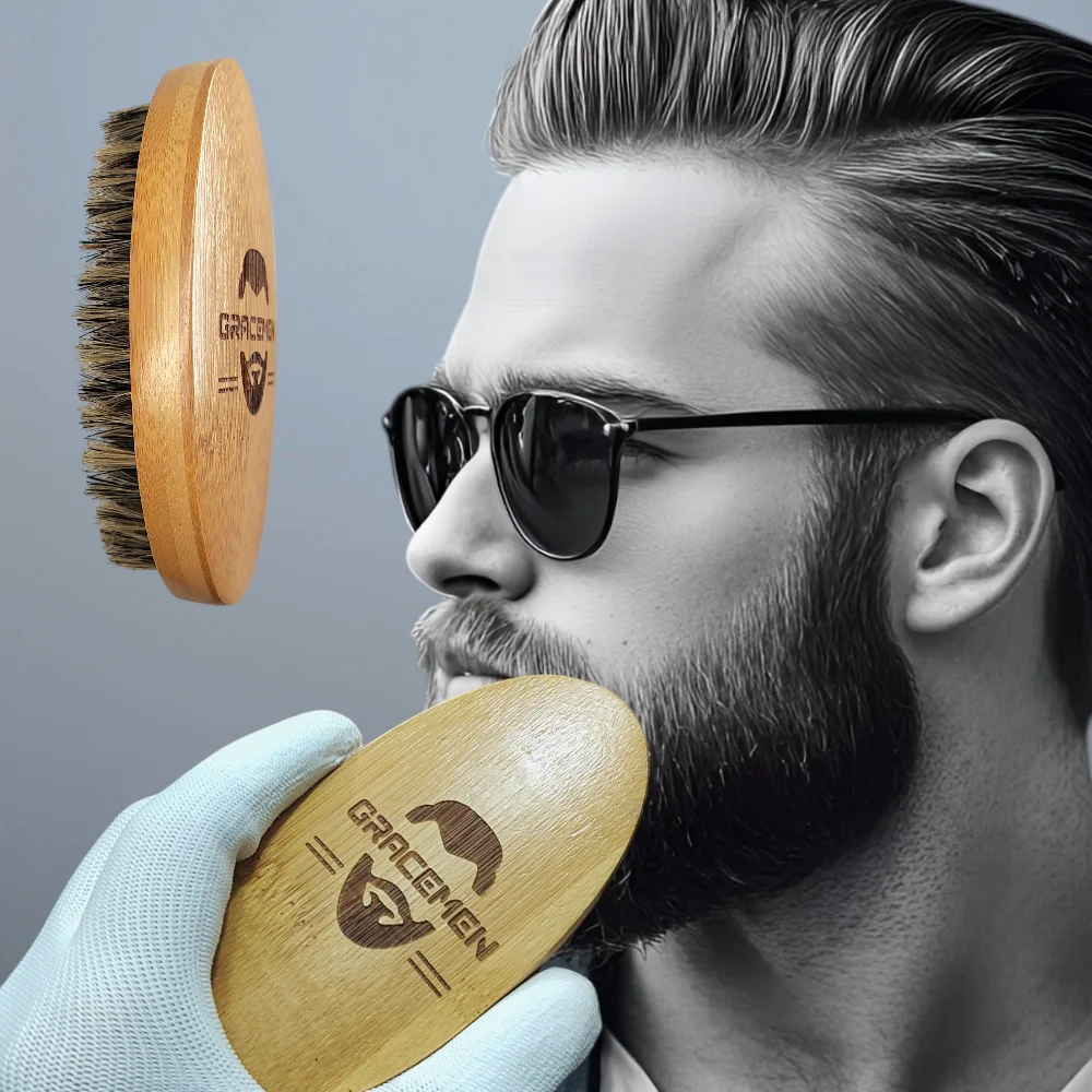 

Gracemen Beard Brush 100% Boar Bristles & Bamboo Handle Men's Facial Hair Mustache Grooming Cleaning Brush