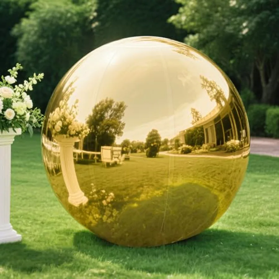 

Inflatable Mirror Ball Large Event Decoration PVC Disco Ball for Party Concerts Stage Wedding Decorations Gold 0.6m No Pump Inc