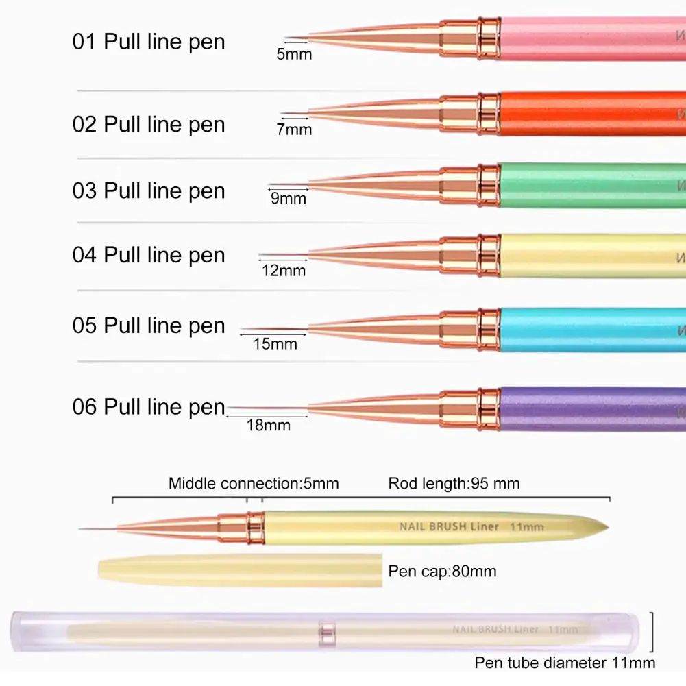 Pincel para nail art, pincel para unhas com design padrão, elegante, prático, macaron, multa perolada para gel