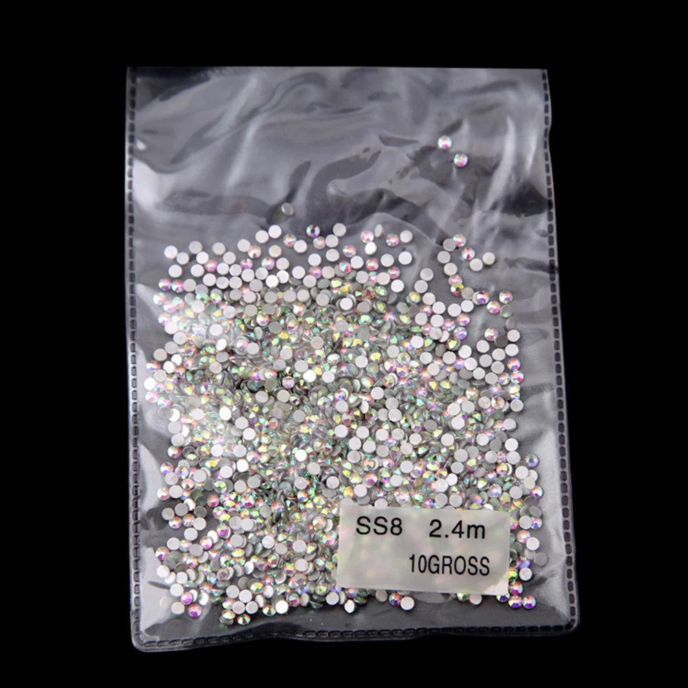 1440Pcs Crystal Ab Rhinestones Silver Base Multicolored Flat Back Stones for Nail Art Decoration Jewelry Design Cell Phone