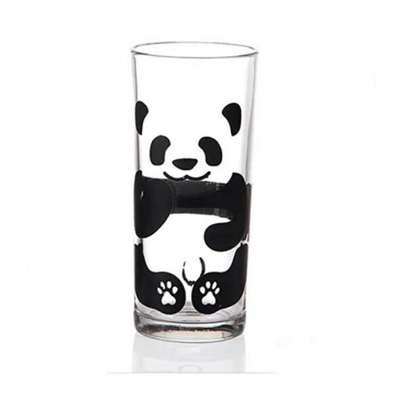 Cute China Panda Glass Creative Tea Bottle Single Transparent Coffee Cup Juice Panda Breakfast Milk Cup Glassware for Drinking