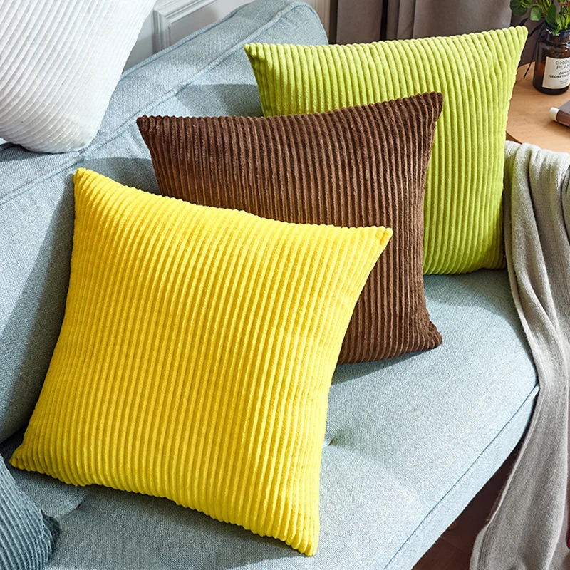 

Stripe Corduroy Cushion Cover Square Throw Pillow Cover For Couch 45x45cm Nodic Pillowcase For Bedroom Winter Warm Multi-Color