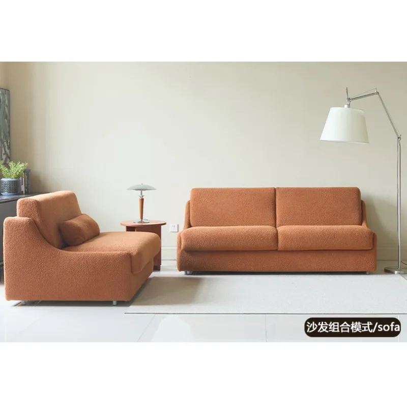 

Cocoa sofa bed, retro lamb wool small apartment fabric multi-functional folding dual-purpose