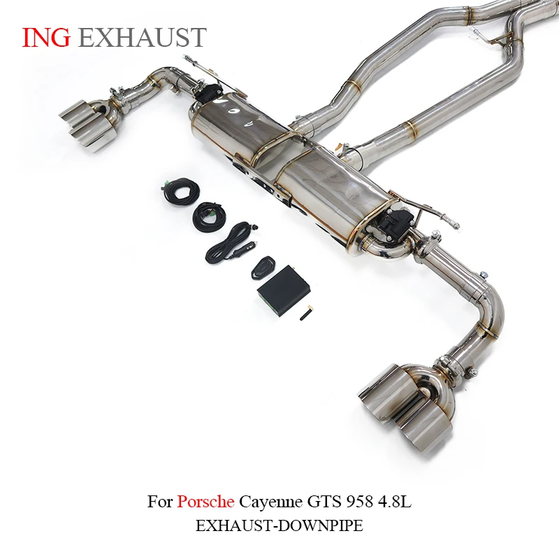 Ing sistema de escape catback de aço inoxidável para porsche cayenne gts 958 4.8l silenciador válvula remoto sem fio peças de automóvel