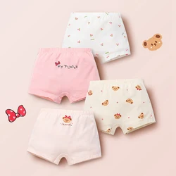 4PCS Girls Cotton Panties Cartoon Kids Underwear Solid Color Girls Shorts Soft Children's Clothing Kids Clothing for 2-11Y